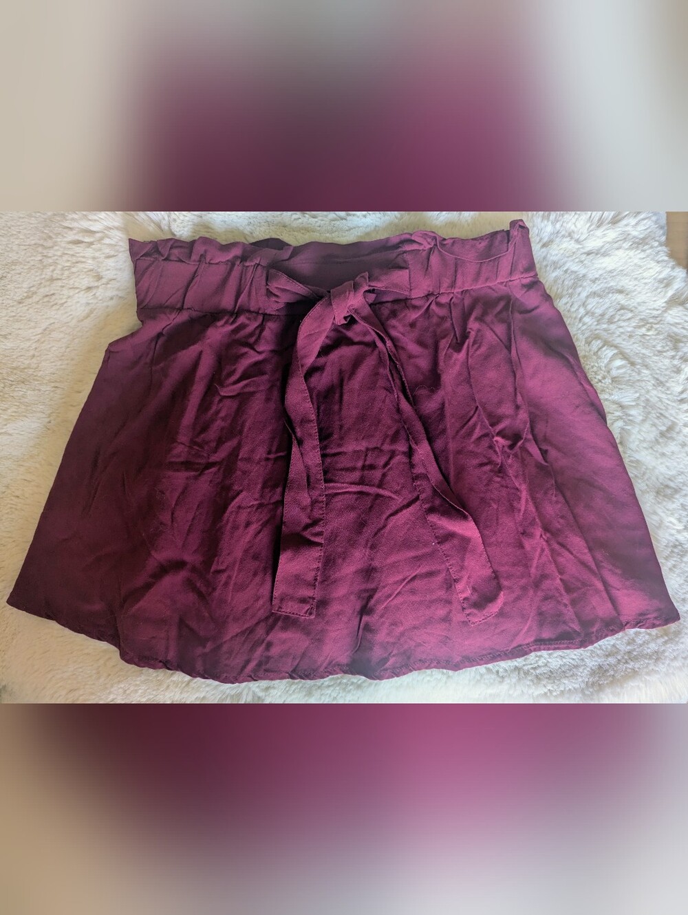 Streetwear Society Burgundy Paperbag Tie A-Line Skirt